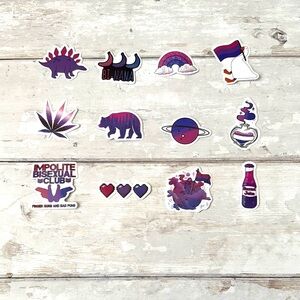 Bisexual Pride Bi Stickers Waterproof 12pc Bundle Set LGBTQ Flag Sticker Lot NEW